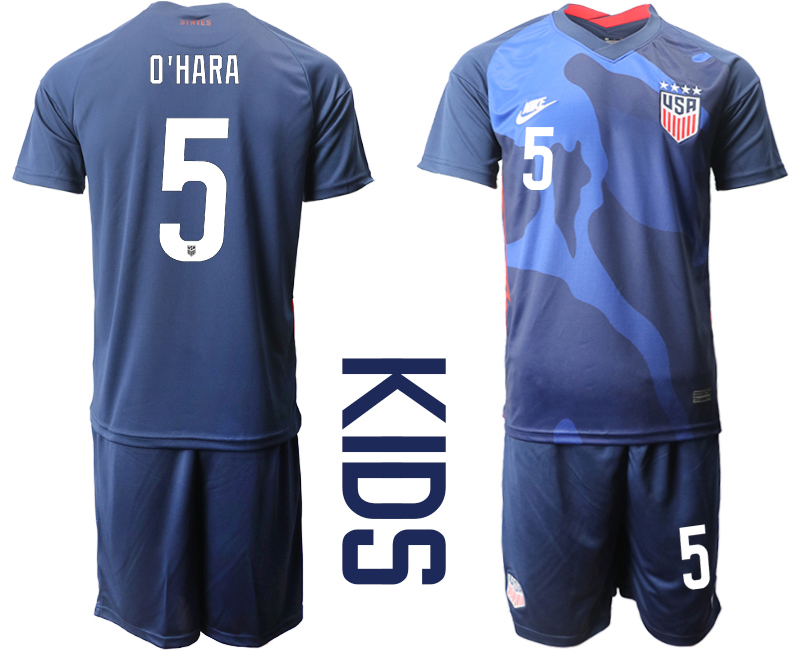 Youth 2020-2021 Season National team United States away blue 5 Soccer Jersey