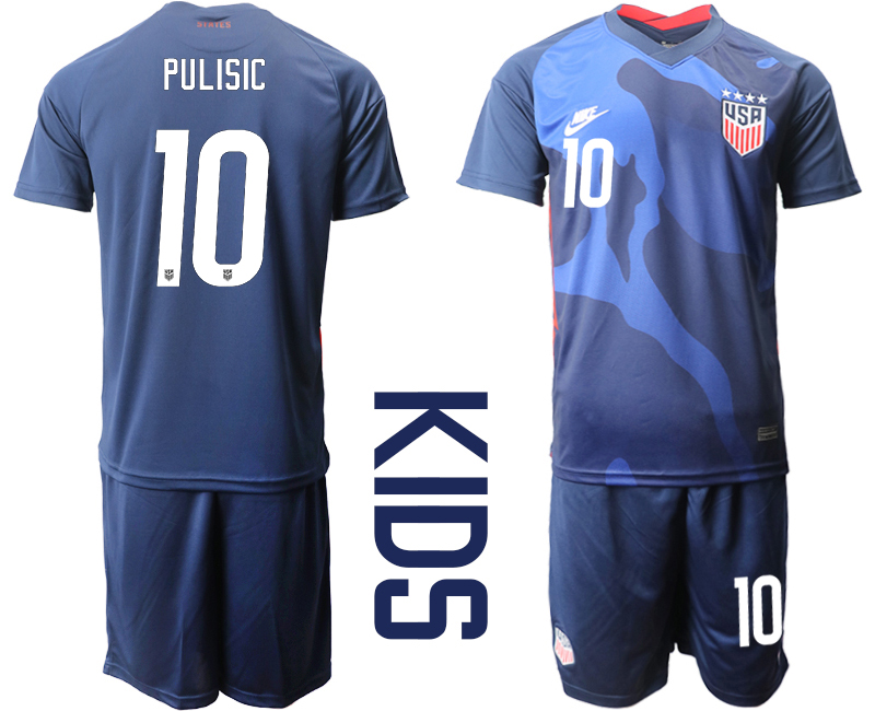 Youth 2020-2021 Season National team United States away blue 10 Soccer Jersey1