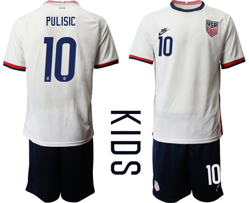 Youth 2020-2021 Season National team United States home white 10 Soccer Jersey1