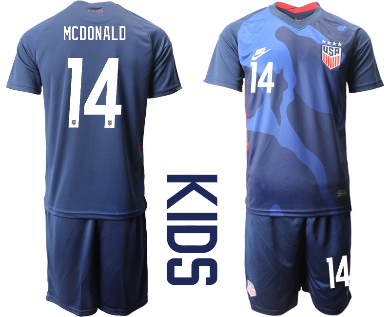 Youth 2020-2021 Season National team United States away blue 14 Soccer Jersey