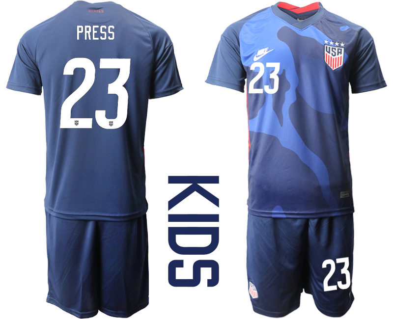 Youth 2020-2021 Season National team United States away blue 23 Soccer Jersey