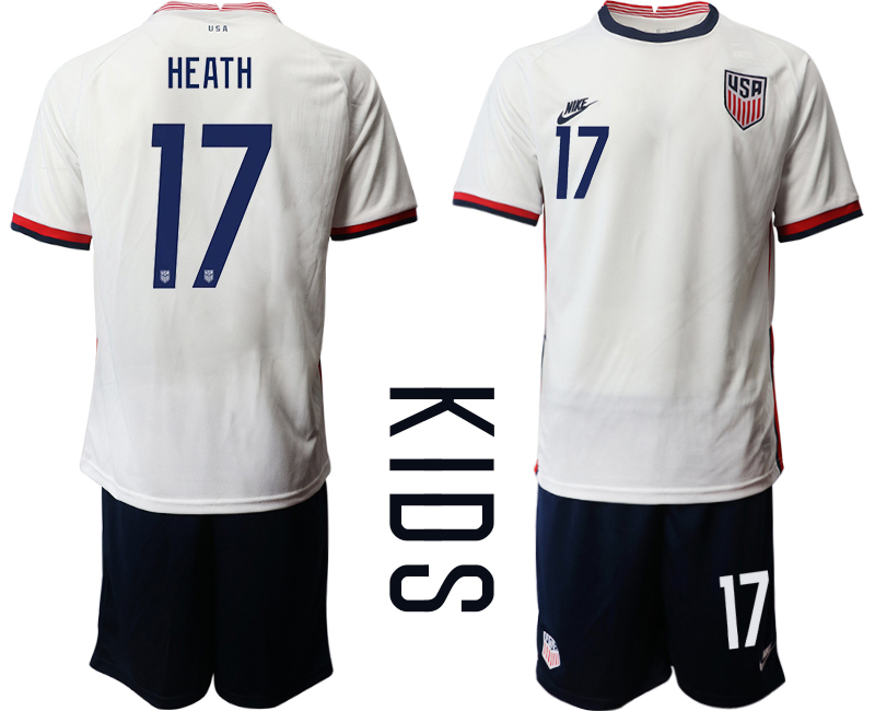 Youth 2020-2021 Season National team United States home white 17 Soccer Jersey