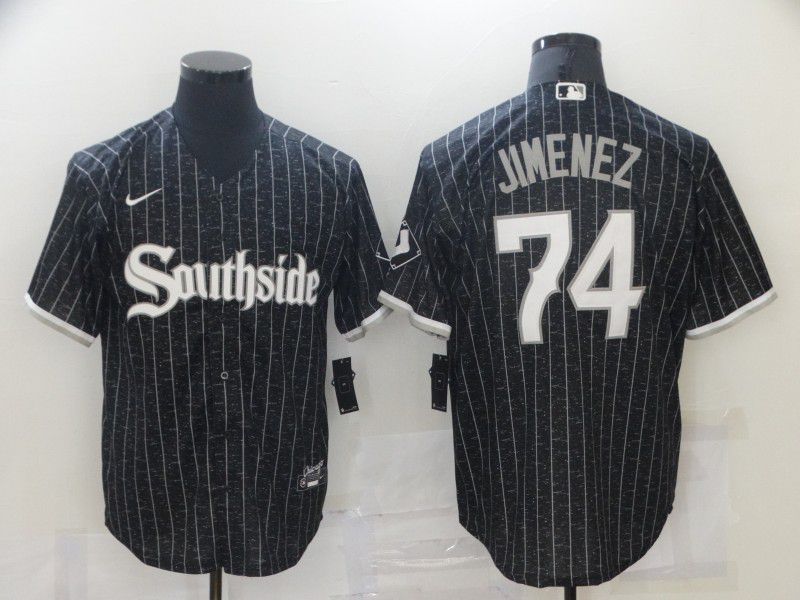 Men Chicago White Sox 74 Jimenez City Edition Black Game Nike 2021 MLB Jerseys