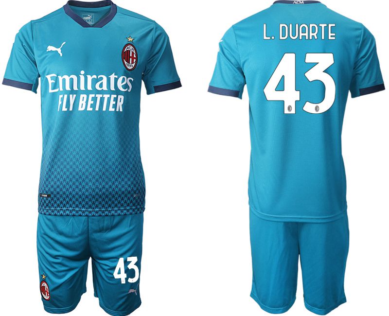 Men 2020-2021 club AC milan away 43 blue Soccer Jerseys