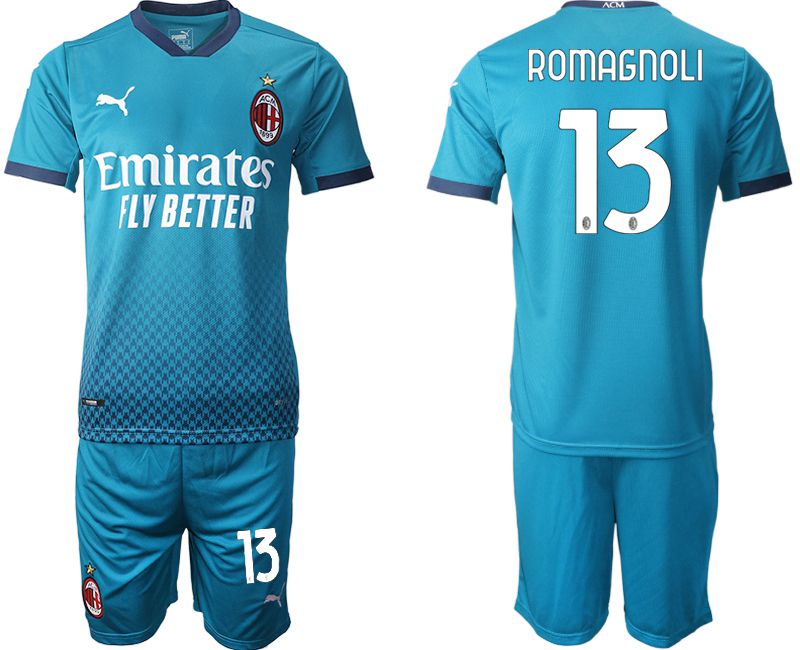 Men 2020-2021 club AC milan away 13 blue Soccer Jerseys