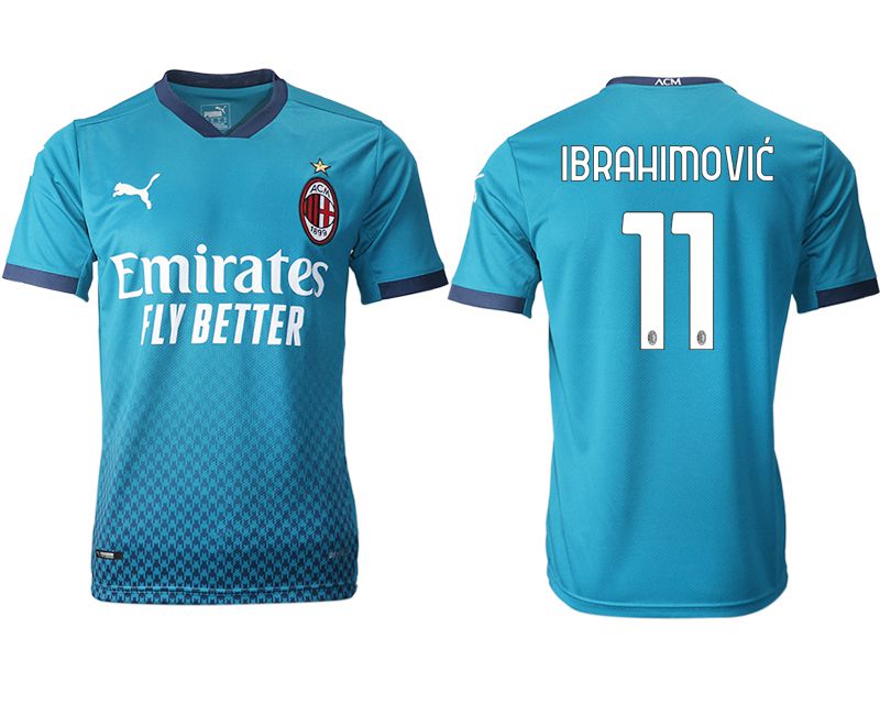 Men 2020-2021 club AC milan away aaa version 11 blue Soccer Jerseys