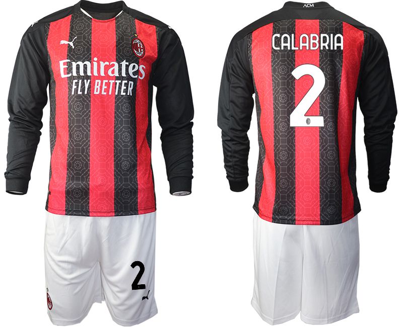 Men 2020-2021 club AC milan home long sleeve 2 red Soccer Jerseys