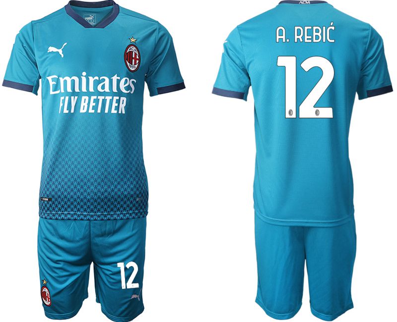 Men 2020-2021 club AC milan away 12 blue Soccer Jerseys