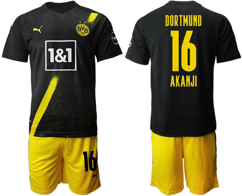 Men 2020-2021 club Borussia Dortmund away 16 black Soccer Jerseys