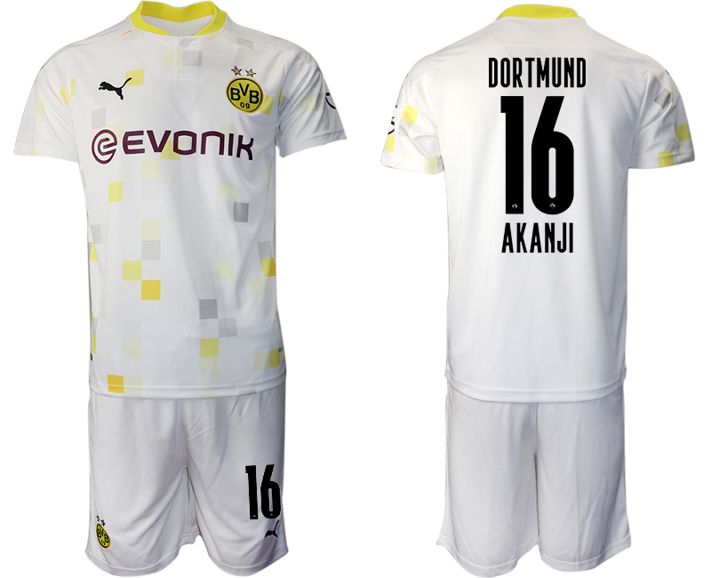 Men 2020-2021 club Borussia Dortmund Second away 16 white Soccer Jerseys