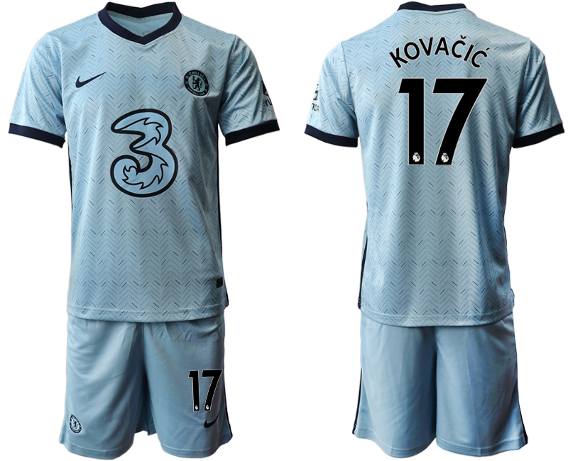 Men 2020-2021 club Chelsea away Light blue 17 Soccer Jerseys