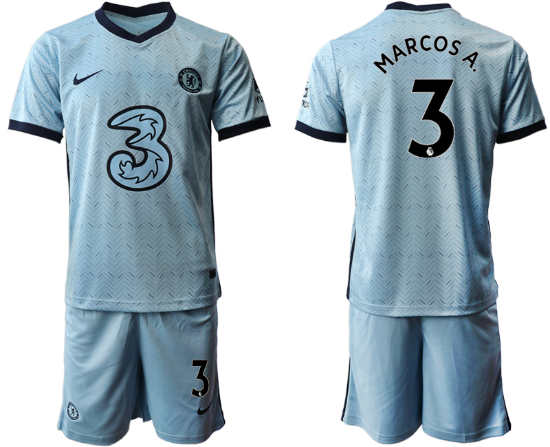 Men 2020-2021 club Chelsea away Light blue 3 Soccer Jerseys