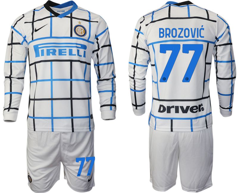 Men 2020-2021 club Inter milan away long sleeve 77 white Soccer Jerseys