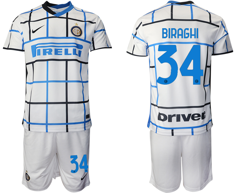 Men 2020-2021 club Inter milan away 34 white Soccer Jerseys