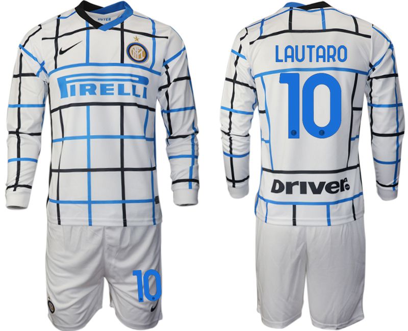 Men 2020-2021 club Inter milan away long sleeve 10 white Soccer Jerseys