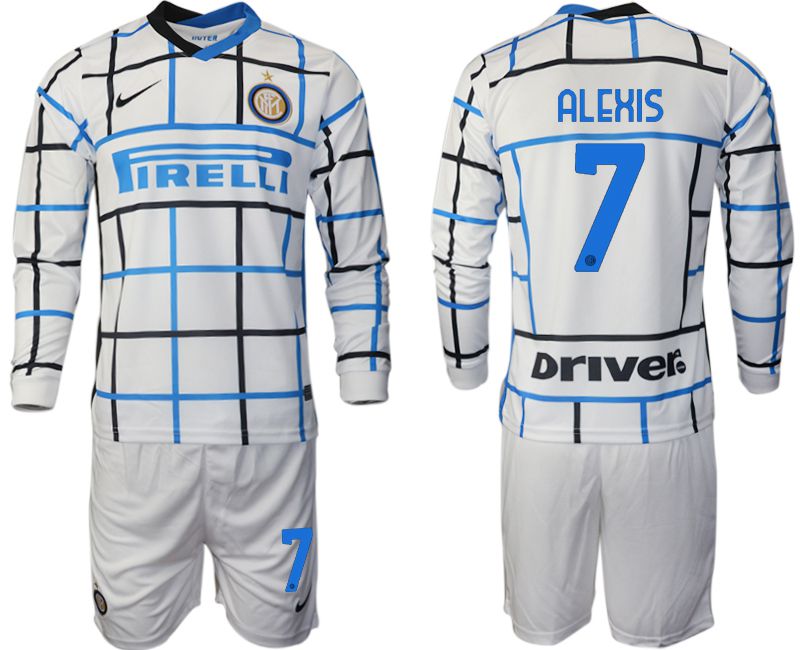 Men 2020-2021 club Inter milan away long sleeve 7 white Soccer Jerseys