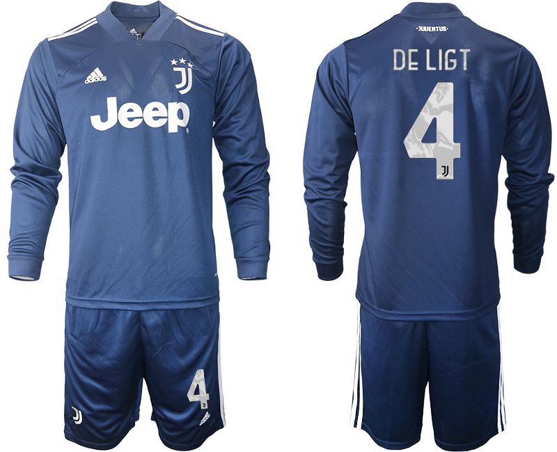 Men 2020-2021 club Juventus away long sleeves 4 blue Soccer Jerseys