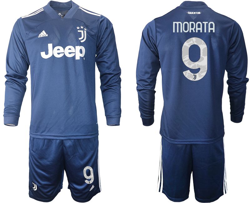 Men 2020-2021 club Juventus away long sleeves 9 blue Soccer Jerseys