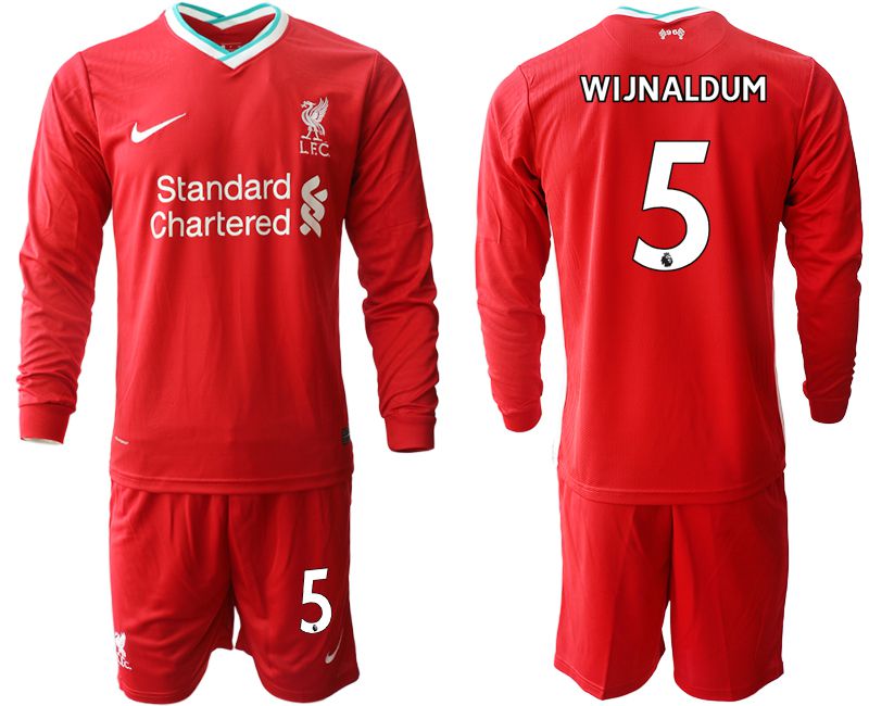 Men 2020-2021 club Liverpool home long sleeves 5 red Soccer Jerseys