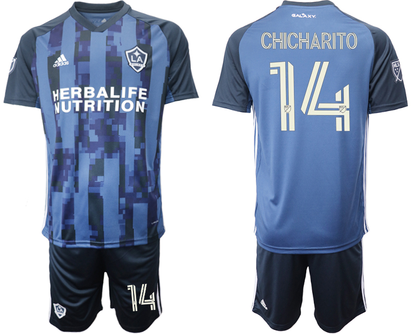 Men 2020-2021 club Los Angeles Galaxy away 14 blue Soccer Jerseys