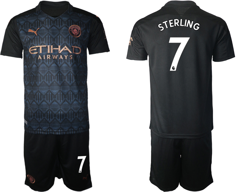 Men 2020-2021 club Manchester City away 7 black Soccer Jerseys