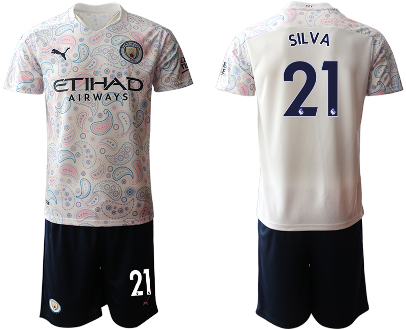 Men 2020-2021 club Manchester City away 21 white Soccer Jerseys