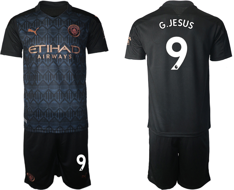 Men 2020-2021 club Manchester City away 9 black Soccer Jerseys