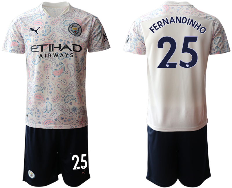 Men 2020-2021 club Manchester City away 25 white Soccer Jerseys