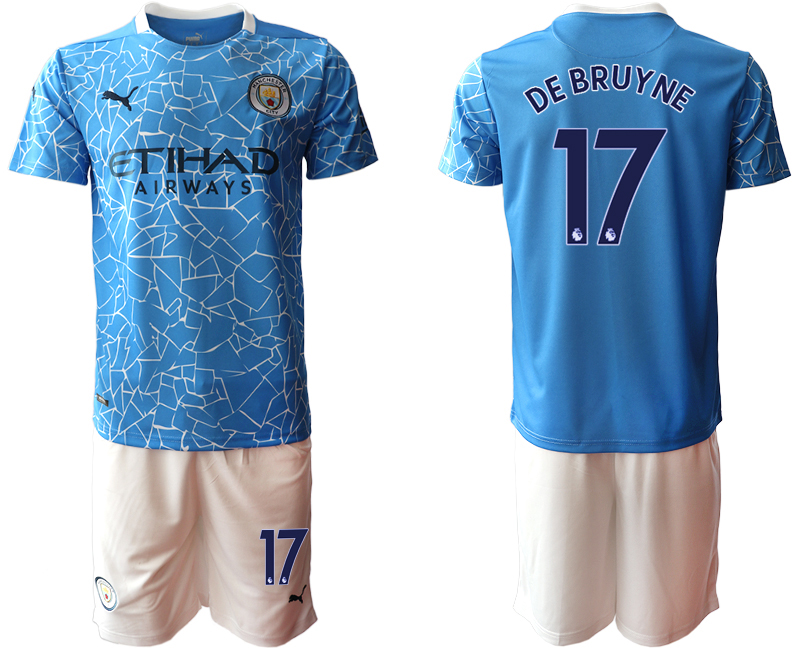 Men 2020-2021 club Manchester City home 17 blue Soccer Jerseys