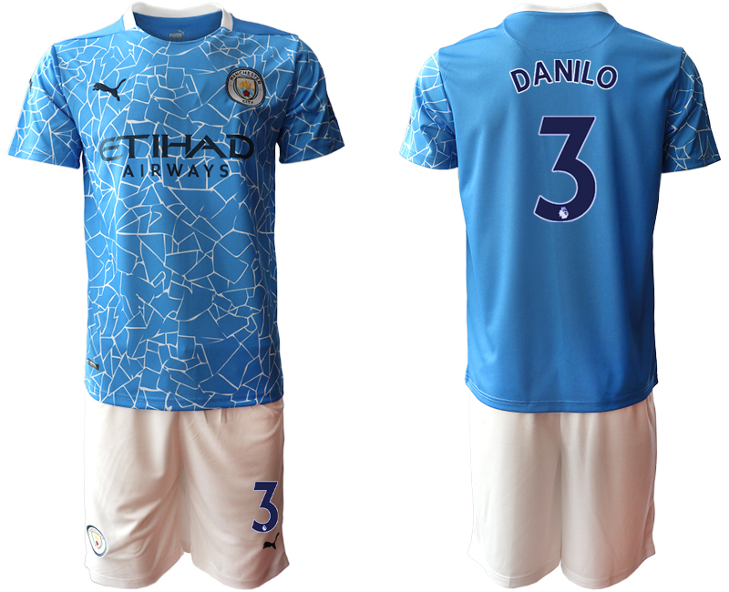 Men 2020-2021 club Manchester City home 3 blue Soccer Jerseys