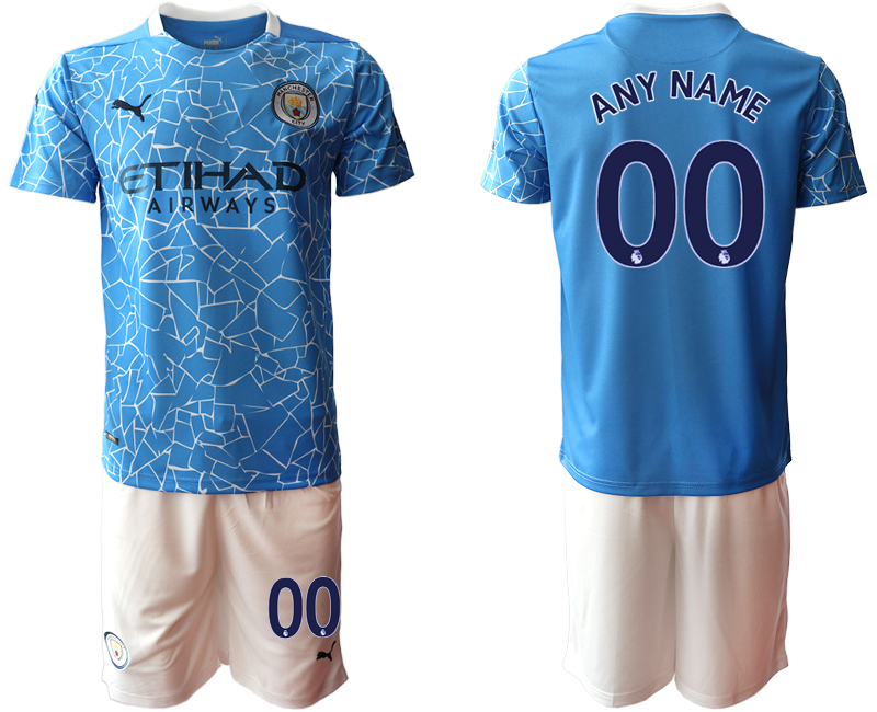 Men 2020-2021 club Manchester City home customized blue Soccer Jerseys