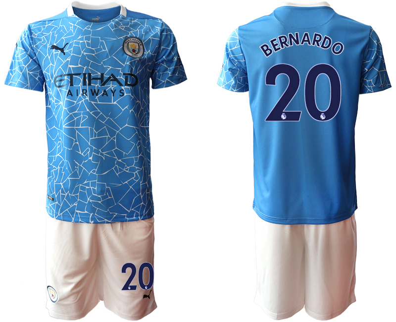 Men 2020-2021 club Manchester City home 20 blue Soccer Jerseys