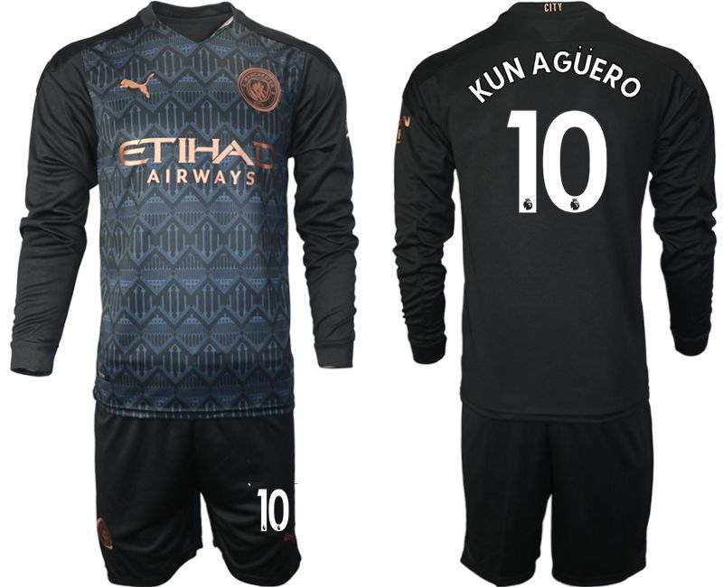 Men 2020-2021 club Manchester city home long sleeve 10 black Soccer Jerseys