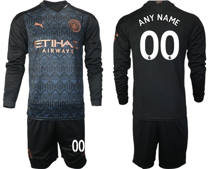 Men 2020-2021 club Manchester city home long sleeve customized black Soccer Jerseys