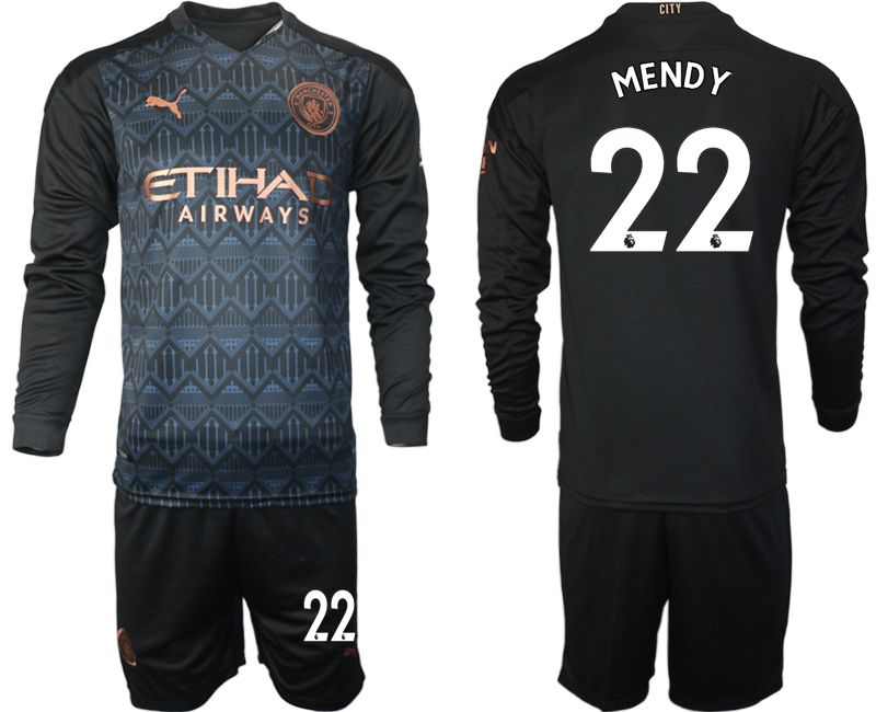 Men 2020-2021 club Manchester city home long sleeve 22 black Soccer Jerseys