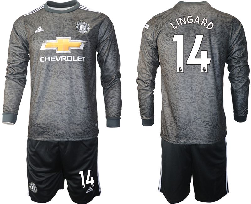 Men 2020-2021 club Manchester united away long sleeve 14 black Soccer Jerseys