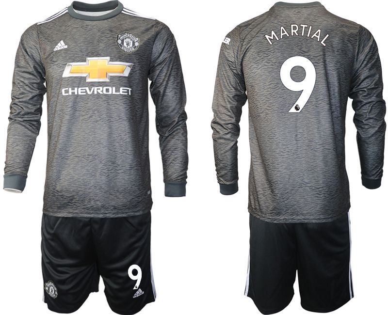 Men 2020-2021 club Manchester united away long sleeve 9 black Soccer Jerseys