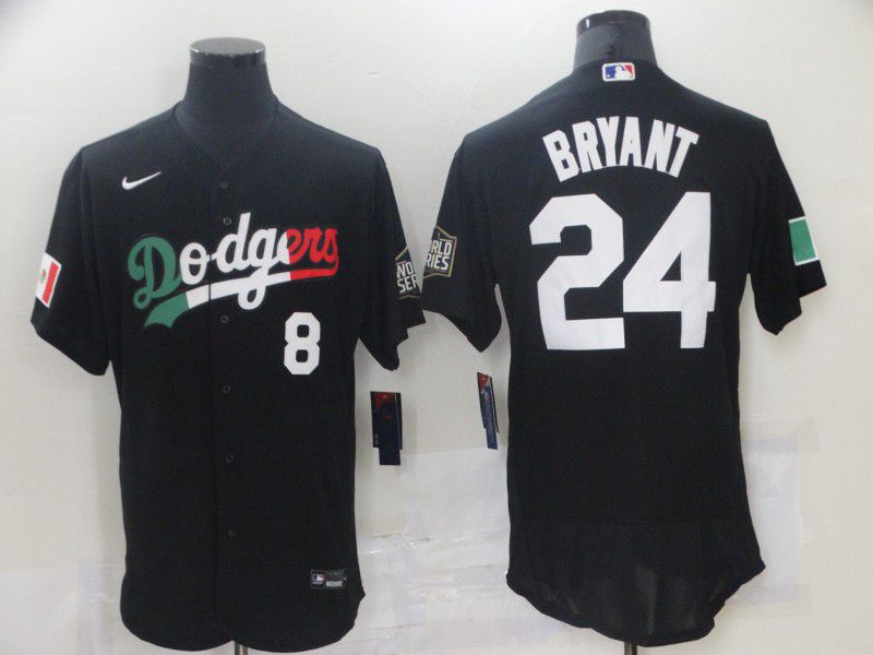 Men's Los Angeles Dodgers #8 #24 Kobe Bryant Black Mexico 2020 World Series Flex Base Nike Jersey