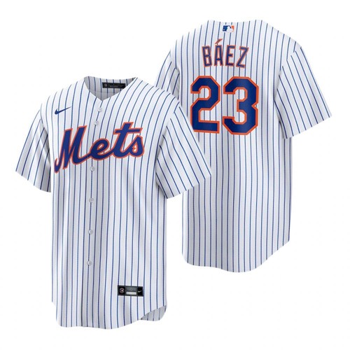 Men's New York Mets #23 Javier Baez White Replica Home Nike Jersey