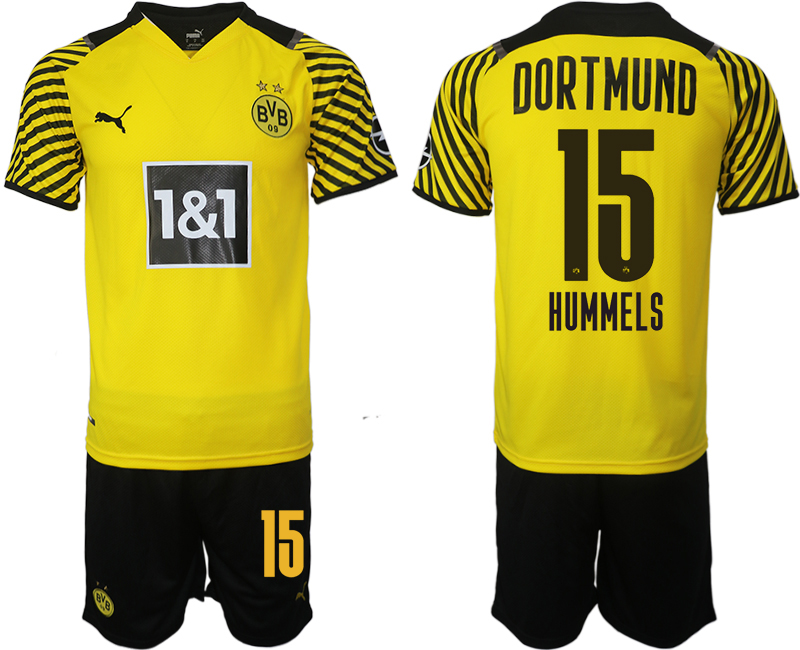 Men 2021-2022 Club Borussia Dortmund home 15 yellow Soccer Jersey