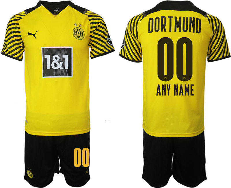 Men 2021-2022 Club Borussia Dortmund home customized yellow Soccer Jersey