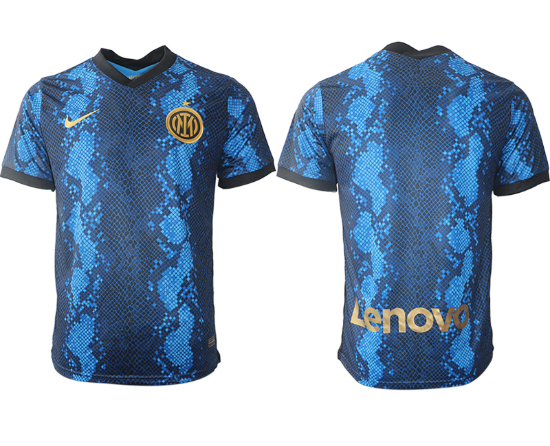 Men 2021-2022 Club Inter Milan home blue aaa versio blank Nike Soccer Jersey