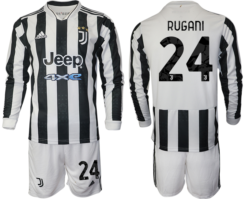 Men 2021-2022 Club Juventus home white Long Sleeve 24 Adidas Soccer Jersey