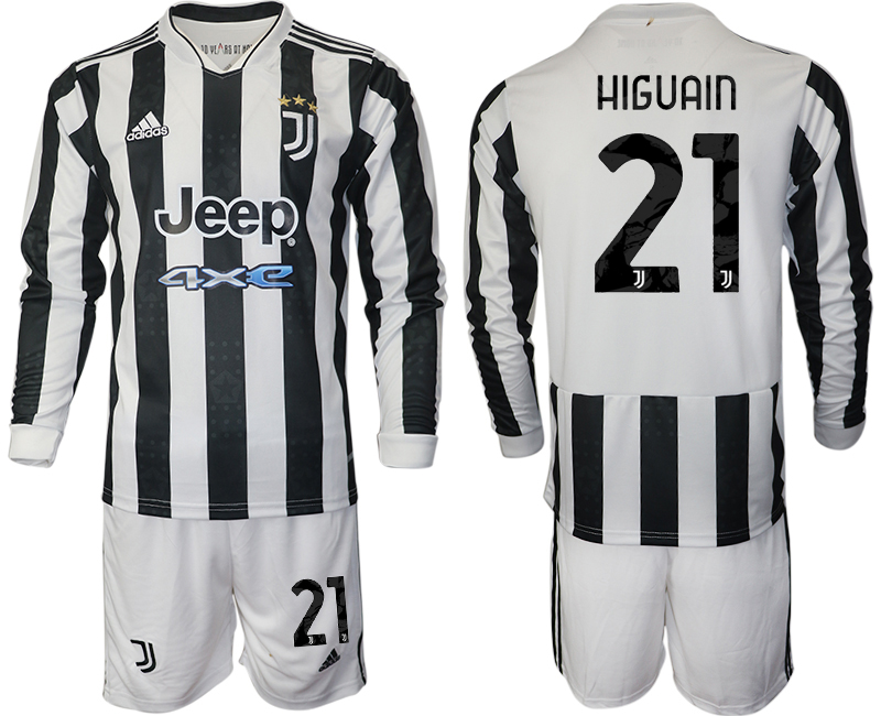 Men 2021-2022 Club Juventus home white Long Sleeve 21 Adidas Soccer Jersey