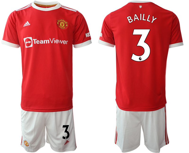 Men 2021-2022 Club Manchester United home red 3 Adidas Soccer Jersey