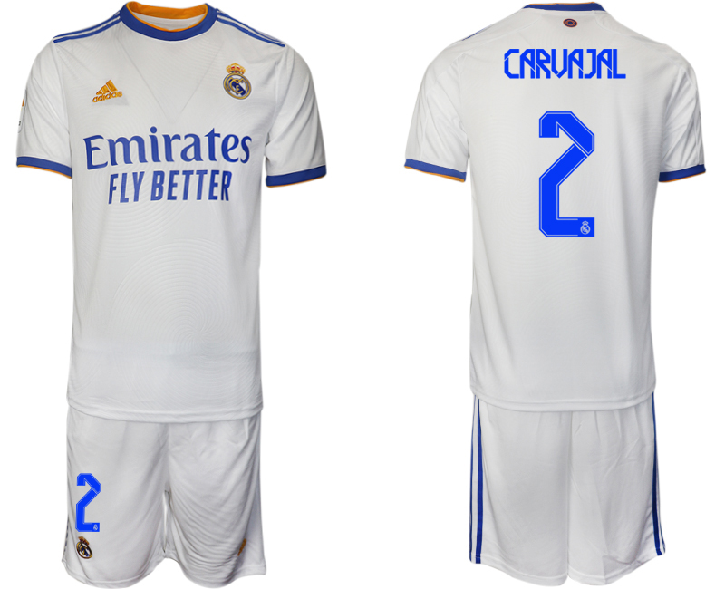 Men 2021-2022 Club Real Madrid home white 2 Soccer Jerseys