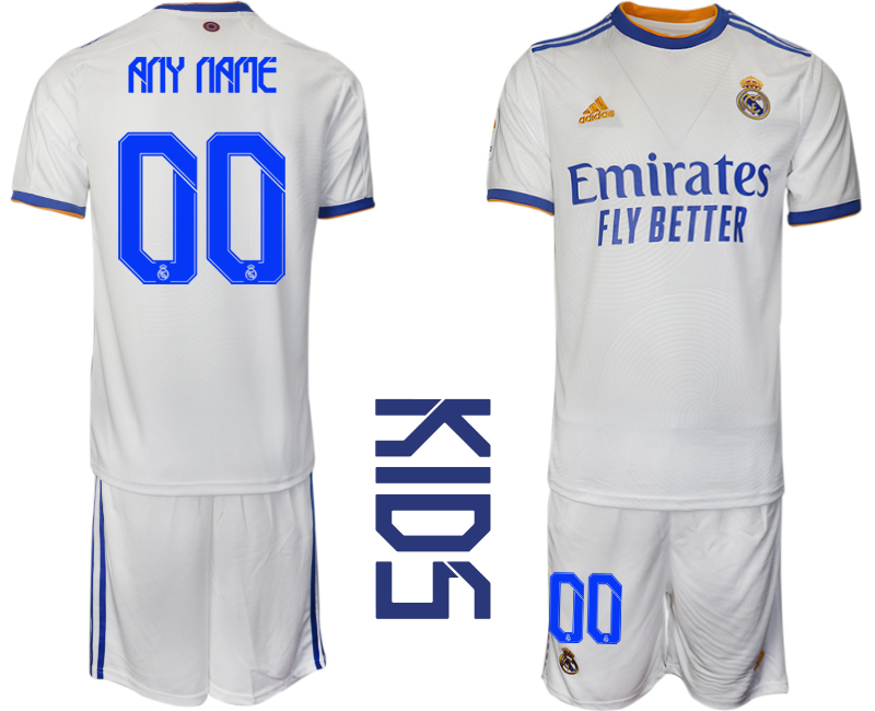 Youth 2021-2022 Club Real Madrid home white customized Soccer Jerseys