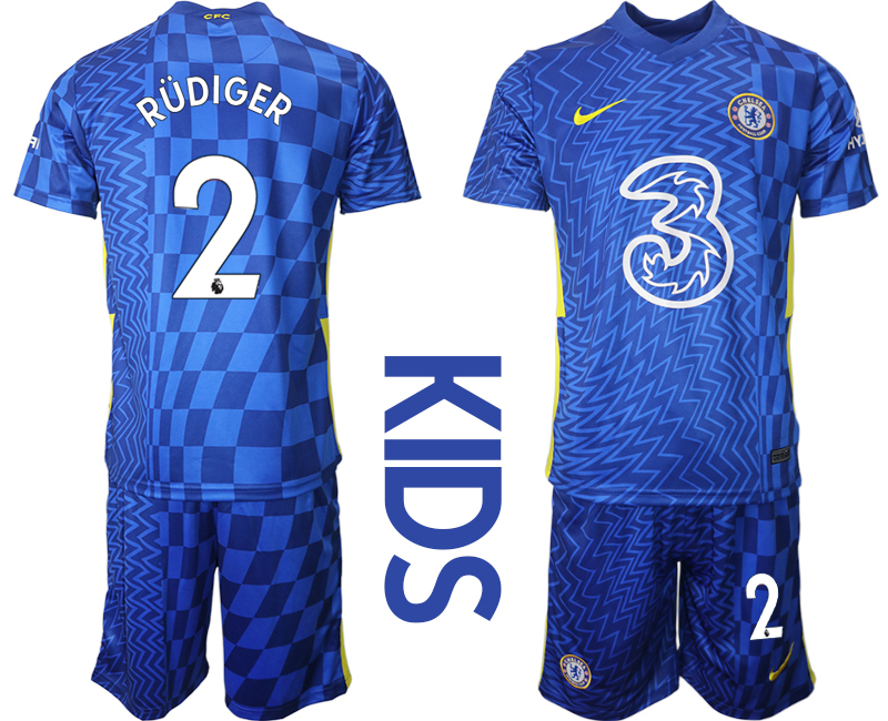 Youth 2021-2022 Club Chelsea FC home blue 2 Nike Soccer Jerseys