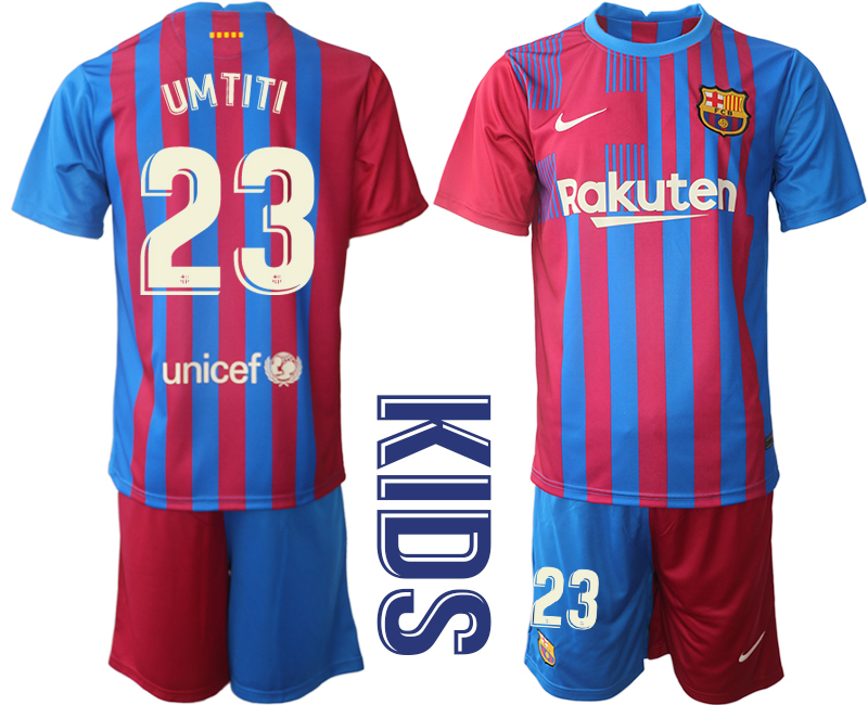 Youth 2021-2022 Club Barcelona home red 23 Nike Soccer Jerseys