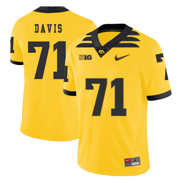 Iowa Hawkeyes 71 Carl Davis Yellow College Football Jersey